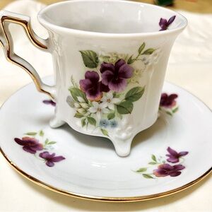 Morgana Collection tea cup with matching plate. Made with fine China n